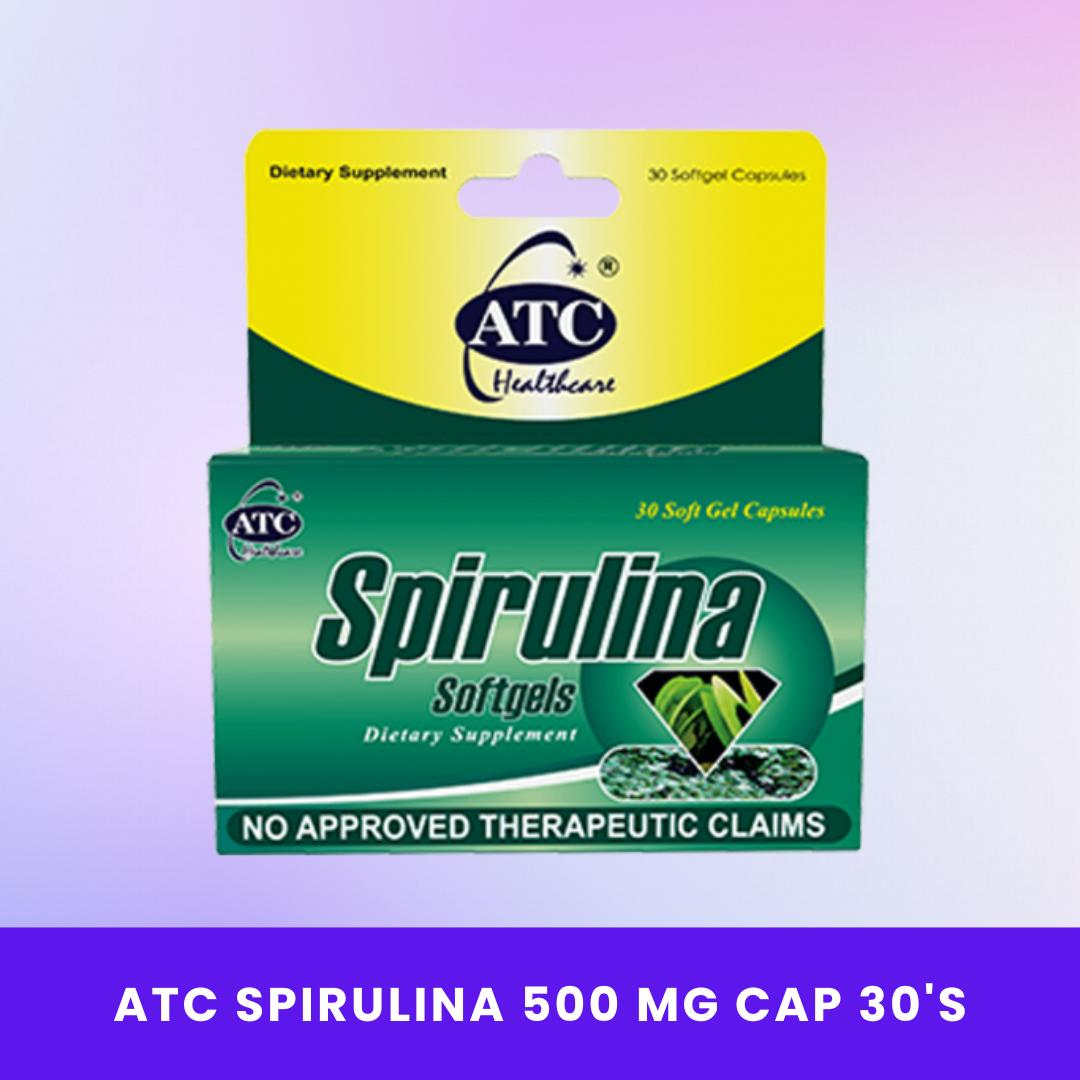 ATC Spirulina 500 mg Softgel Capsules | Superfood Supplement Rich in Vitamins, Minerals & Antioxidants | Supports Immune System, Boosts Energy, Aids Detox & Overall Wellness | Plant-Based Daily Nutritional Support